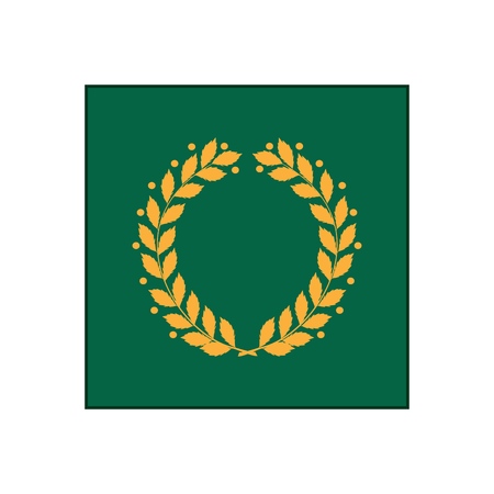 Laurel award. Modern symbol of victory and award achievement champion. Leaf ceremony awarding of winner tournament. Colorful template for badge, tag, etc. Design element. Vector illustrationのイラスト素材