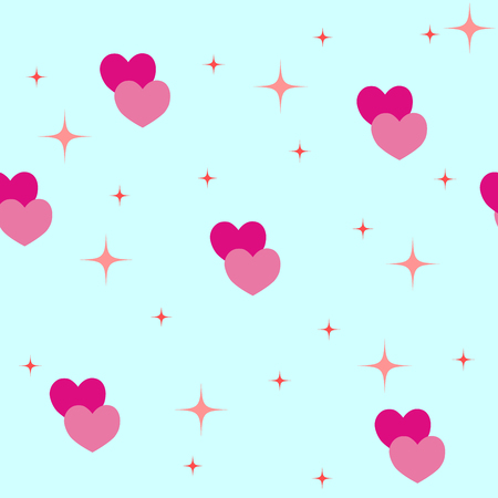 Heart color and star seamless pattern. Fashion graphic design. Modern stylish texture. Colorful template for prints, textiles, wrapping, wallpaper, card, banner, business. Vector illustrationのイラスト素材