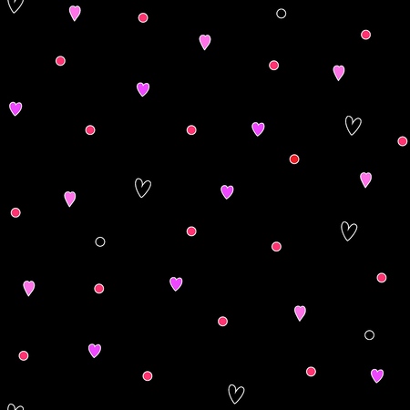 Heart and polka seamless pattern. Fashion graphic background design. Modern stylish abstract texture. Design monochrome template for prints, textile, wrapping, wallpaper, website. Vector illustrationのイラスト素材