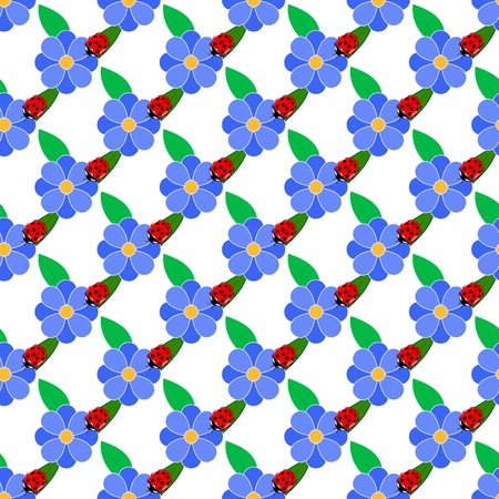 Ladybird on flower seamless pattern. Fashion graphic design. Modern stylish texture. Colorful template for prints, textiles, wrapping, wallpaper, card, banner, business. Vector illustrationのイラスト素材