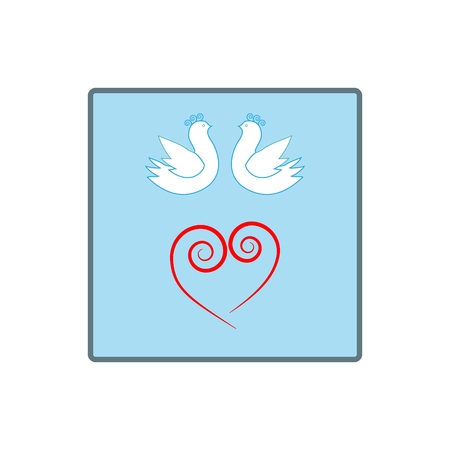 Two birds over heart in square. Fashion graphic background. Modern stylish abstract texture. Colorful template for prints, textiles, wrapping, wallpaper, banner. Design element. Vector illustrationのイラスト素材