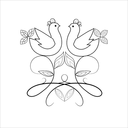 Birds and twig abstract sign. Fashion graphic background design. Modern stylish abstract texture. Design monochrome template for prints, textile, wrapping, wallpaper, etc. Vector illustrationのイラスト素材