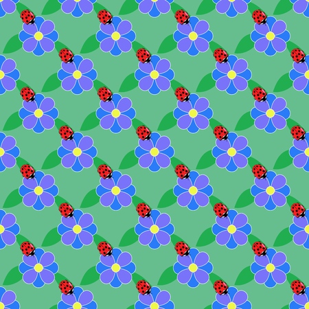 Ladybird on flower seamless pattern. Fashion graphic design. Modern stylish texture. Colorful template for prints, textiles, wrapping, wallpaper, card, banner, business. Vector illustrationのイラスト素材
