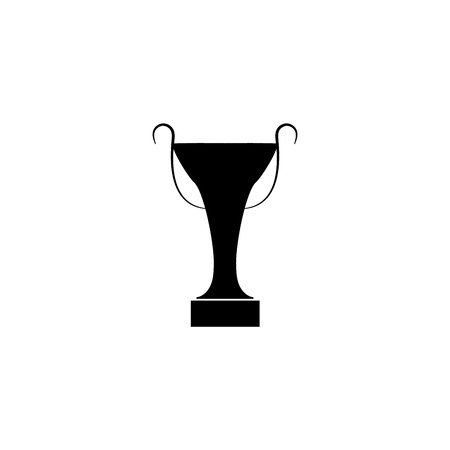 Cup award black silhouette. Modern symbol of victory, award achievement sport. Insignia ceremony awarding of winner tournament. Monochrome template for badge, tag. Design element. Vector illustrationのイラスト素材