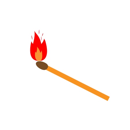 Fire stick sign. Symbol flame on white background. Colorful sign for banners, posters, etc. Symbol warning. Design safety match. Flat vector illustrationのイラスト素材