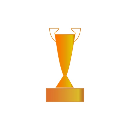 Gold cup award sign. Modern symbol of victory, award achievement sport. Insignia ceremony awarding of winner tournament. Colorful template for badge, tag, etc. Design element. Vector illustrationのイラスト素材