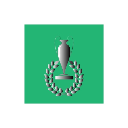 Silver cup award sign. Modern colorful symbol of victory, award achievement sport. Insignia ceremony awarding of winner tournament. Template for badge, tag, etc. Design element. Vector illustrationのイラスト素材