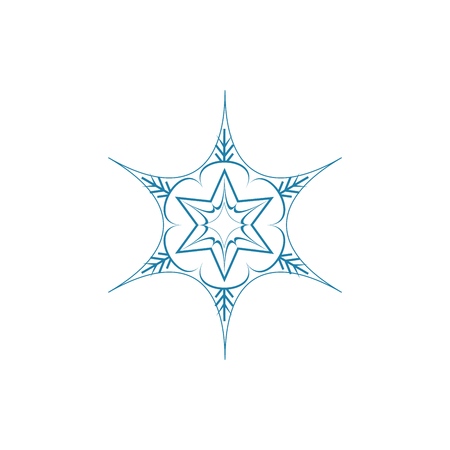 Snowflake blue sign. Silhouette design blue snowflake on white background. Symbol of Christmas holiday season. Colorful template for prints, card. Isolated graphic element. Flat vector illustrationのイラスト素材