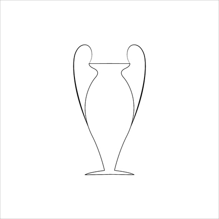 Cup award silhouette. Modern symbol of victory, award achievement sport. Insignia ceremony awarding of winner tournament. Monochrome template for badge, tag. Design element. Vector illustrationのイラスト素材