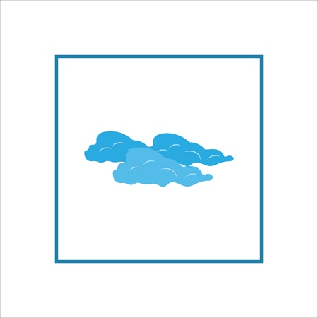 A lot of clouds sign. Weather icon. Partly cloudy sign. The sun and clouds on blue background. Bright, sunny icon good mood. Isolated logo spring, summer. Flat vector image. Vector illustration.のイラスト素材