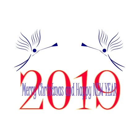 Merry Christmas and Happy New Year lettering and 2019 on white background. Fashion graphic background design. Modern abstract texture. Colorful template for prints, card, poster. Vector illustration.のイラスト素材