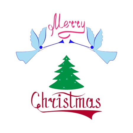 Christmas angels with quote Merry Christmas as symbol of Christmas and New Year. Fashion design. Modern stylish abstract texture. Colorful template for prints, card, poster, etc. Vector illustrationのイラスト素材