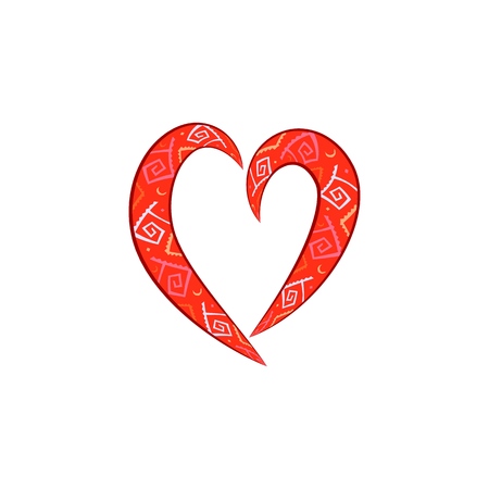 Decoration heart with spiral on white background. Symbol linked, love, passion and wedding. Colorful template for t shirt, apparel, card, poster, valentine day. Design element. Vector illustrationのイラスト素材