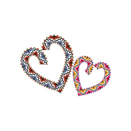 Decoration heart with wavy line on white background. Symbol linked, love, passion and wedding. Colorful template for t shirt, apparel, card, poster, valentine day. Design element. Vector illustrationのイラスト素材