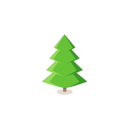Silhouette design green spruce on white background. Christmas tree sign. Symbol of winter, decoration and Christmas holiday season. Isolated graphic element. Flat vector image. Vector illustrationのイラスト素材