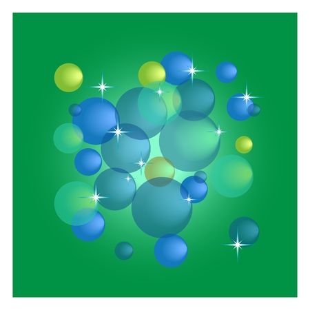 Soap bubble vector blue icons isolated ongreen square. Soap light water bubble collection of illustration. Colorful template for printed. Design element. Vector illustrationのイラスト素材