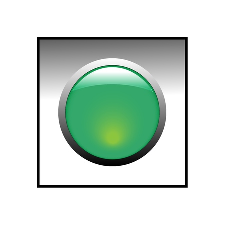 Green button in square. Colorful badge on white background. Selling label. Beautiful shiny, bright design element. Vector illustration.のイラスト素材