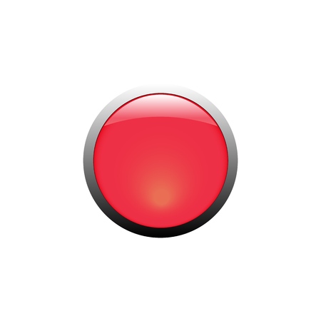 Red button. Colorful badge on white background. Selling label. Beautiful shiny, bright design element. Vector illustrationのイラスト素材