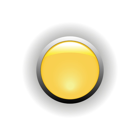 Yellow button. Colorful badge on white background. Selling label. Beautiful shiny, bright design element. Vector illustration.のイラスト素材
