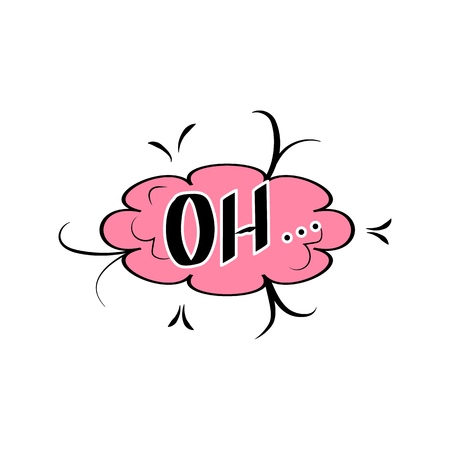 Oh lettering. Comic sound speech effect bubble isolated on white background illustration. Bang inscriptions. Humorous for cloud speech. Vector illustration.のイラスト素材