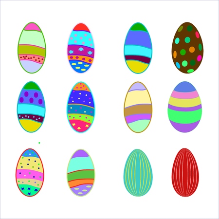 Easter eggs set. Holiday background. Modern stylish abstract background for greeting. Symbol love, life, spring. Colorful template for prints, banner, card, label. Design element. Vector illustrationのイラスト素材