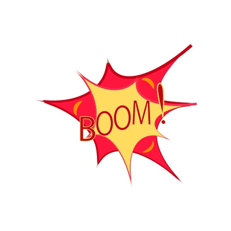 Boom lettering. Comic sound speech effect bubble isolated on white background illustration. Bang inscriptions. Humorous for cloud speech. Vector illustration.のイラスト素材