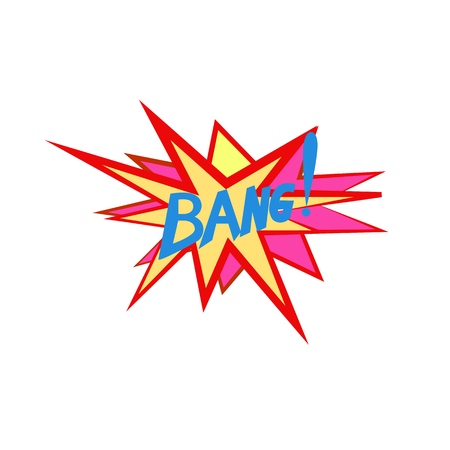 Bang lettering. Comic sound speech effect bubble isolated on white background illustration. Bang inscriptions. Humorous for cloud speech. Vector illustration.のイラスト素材