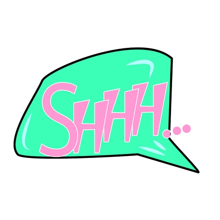 Shhh lettering. Comic sound speech effect bubble isolated on white background illustration. Bang inscriptions. Humorous for cloud speech. Vector illustration.のイラスト素材