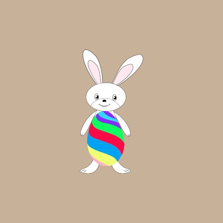Easter bunny and egg sign. Holyday background design. Modern stylish abstract card for greeting. Symbol love, life, spring. Colorful template for prints, banner, card, label. Vector illustrationのイラスト素材