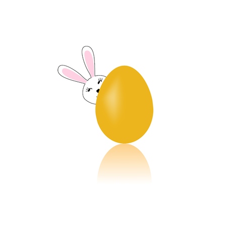 Easter bunny and egg to holiday. Modern stylish abstract card for greeting. Egg rabbit. Symbol love, life, spring. Colorful template for prints, banner, card, label. Symbol design Vector illustrationのイラスト素材