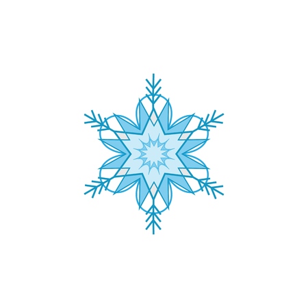 Snowflake blue sign. Silhouette design snowflake on white background. Symbol of Christmas holiday season. Colorful template for prints, card. Isolated graphic element. Flat vector illustrationのイラスト素材