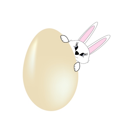 Easter bunny and egg to holiday. Modern stylish abstract card for greeting. Egg rabbit. Symbol love, life, spring. Colorful template for prints, banner, card, label. Symbol design Vector illustrationのイラスト素材