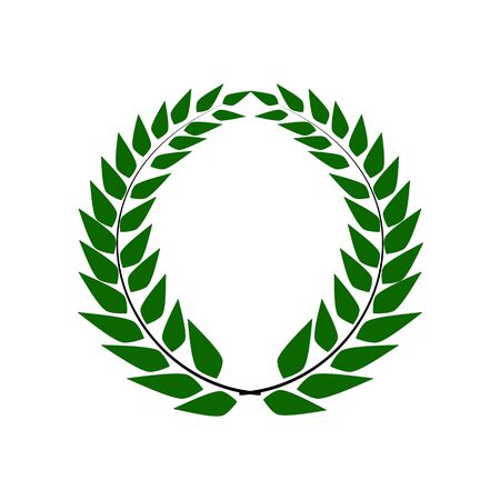 Laurel wreath reward. Modern symbol of victory and award achievement champion. Leaf ceremony awarding of winner tournament. Colorful template for badge, tag, etc. Design element. Vector illustrationのイラスト素材