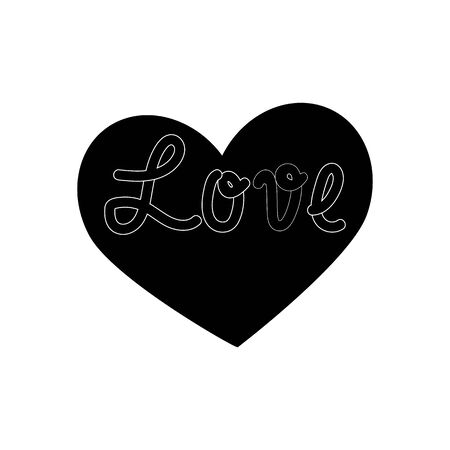 Lettering Love on black heart. Fashion graphic background design. Modern stylish abstract texture.のイラスト素材