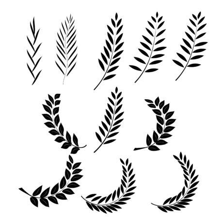 Leafs black sign. Fashion flat graphic design. Modern stylish abstract texture. Design monochrome template for prints, textiles, wrapping, wallpaper, website, etc. Vector illustration.のイラスト素材