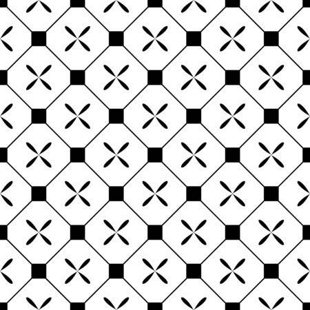 Seamless geometric ornamental vector pattern. Abstract background. Modern stylish abstractive texture. Monochrome template for prints, textiles, wrapping, wallpaper, website. Geometrical illustrationのイラスト素材