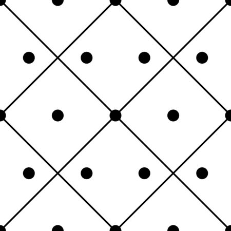 Geometric ornamental polka in square seamless pattern. Abstract background design. Modern stylish abstract texture. Monochrome template for prints, textiles, wrapping, wallpaper. Vector illustrationのイラスト素材