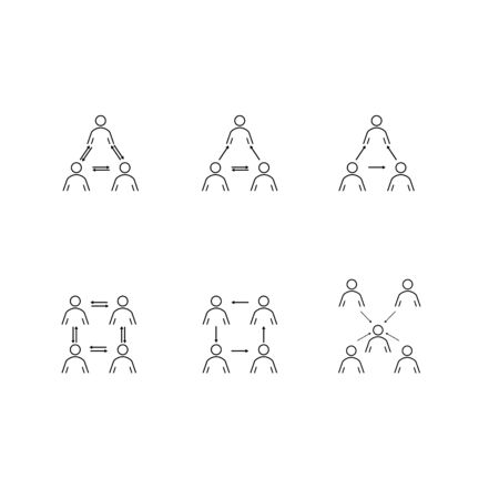 Business people icons set. Contains such icon as meeting, team, discussion, presentation and more. Modern emblem teamwork and leader. Management and business, company label. Flat vector illustrationのイラスト素材