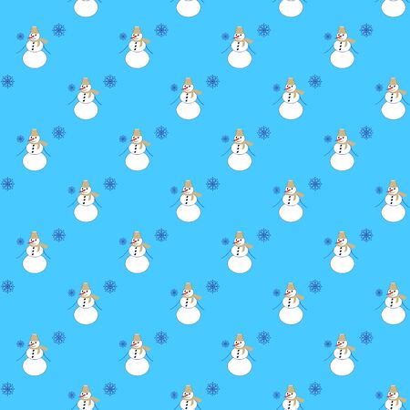 Snowman and snowflake seamless pattern. Fashion background design. Modern stylish abstract texture. Colorful template for prints, textiles, wrapping, wallpaper, etc. Vector illustrationのイラスト素材
