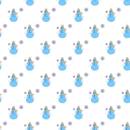 Snowman and snowflake seamless pattern. Fashion background design. Modern stylish abstract texture. Colorful template for prints, textiles, wrapping, wallpaper, etc. Vector illustrationのイラスト素材