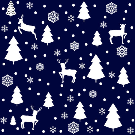 Deer and tree pattern for wallpaper, textiles.のイラスト素材