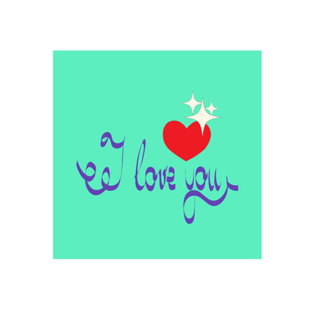 I love you card. Two hearts and lettering. Romantic symbol linked, join, love, passion and wedding. Template for t shirt, apparel, card, poster, valentine day, etc. Design element. Vector illustrationのイラスト素材