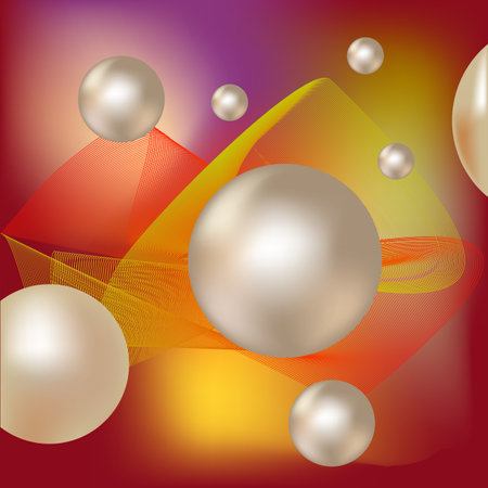 Colorful chaotic balls on a color background. Futuristic abstract picture. Soap light water bubble collection of illustration. Colorful template for printed. Design element. Vectorのイラスト素材
