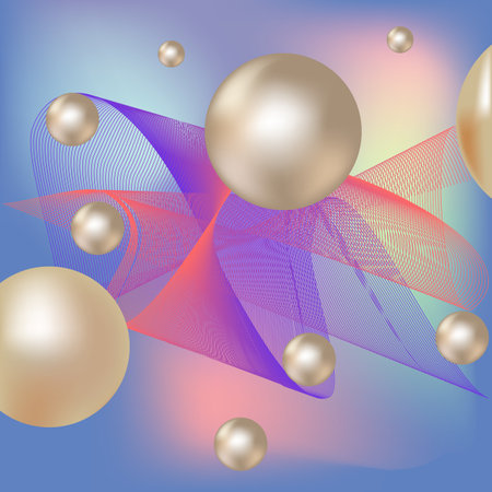 Colorful chaotic balls on a color background. Futuristic abstract picture. Soap light water bubble collection of illustration. Colorful template for printed. Design element. Vector illustrationのイラスト素材