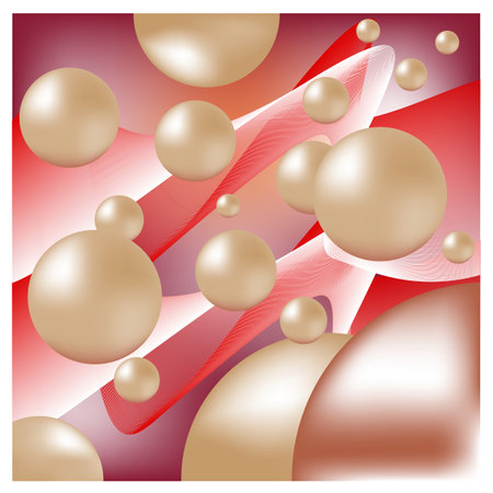 Colorful chaotic balls on a color background. Futuristic abstract picture. Soap light water bubble collection of illustration. Colorful template for printed. Design element. Vector illustrationのイラスト素材