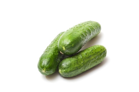 cucumber lying on a white backgroundの写真素材