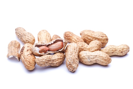 Peanut seeds are on a white background