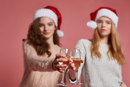 New Year theme photography with champagne and entourageの写真素材