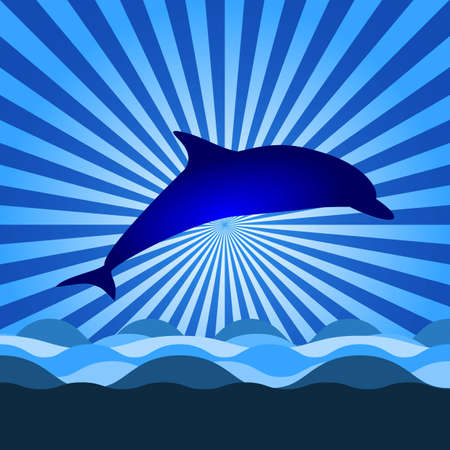 shine on the sky with dolphinのイラスト素材