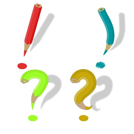 pastels as a exclamation mark and question mark with shadowのイラスト素材